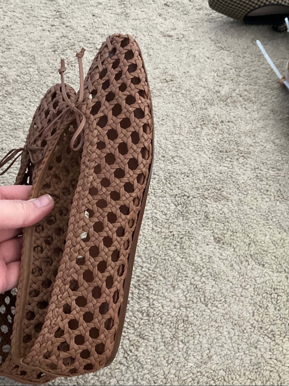Zara Brown Woven Ballet Flats - Picture 4 of 9